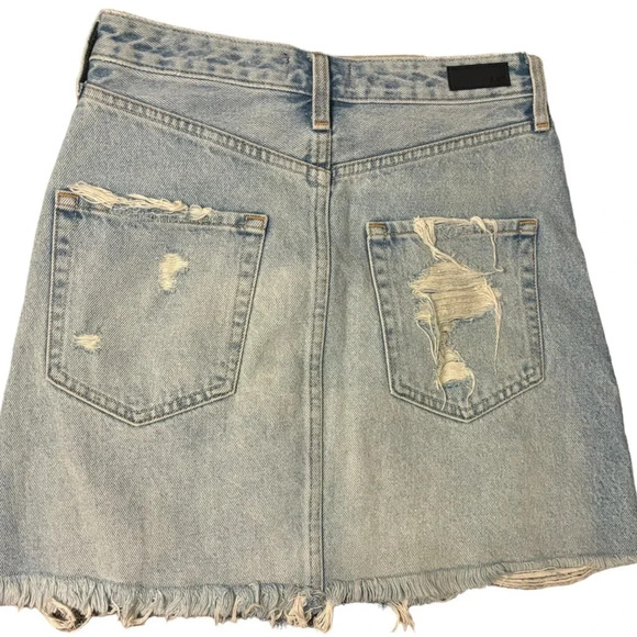 Abercrombie & Fitch Zoe Natural Rise Vintage A Line Skirt Distressed Denim 26 - Picture 3 of 5
